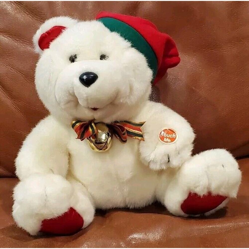 Vintage 11 Inch Off-White Musical Christmas Bear Chosun International PR China
